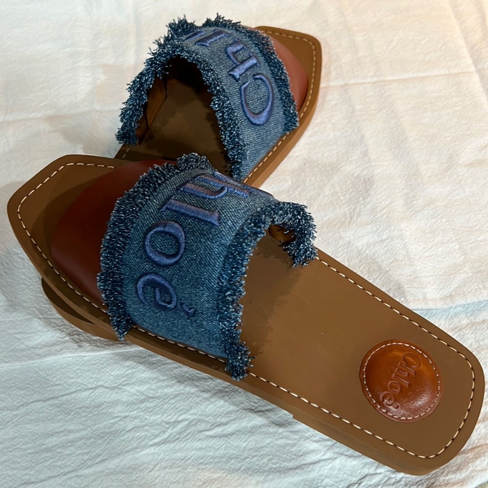 Chloe Denim Slides. Made in Italy Size 40. Brand new. Never worn
